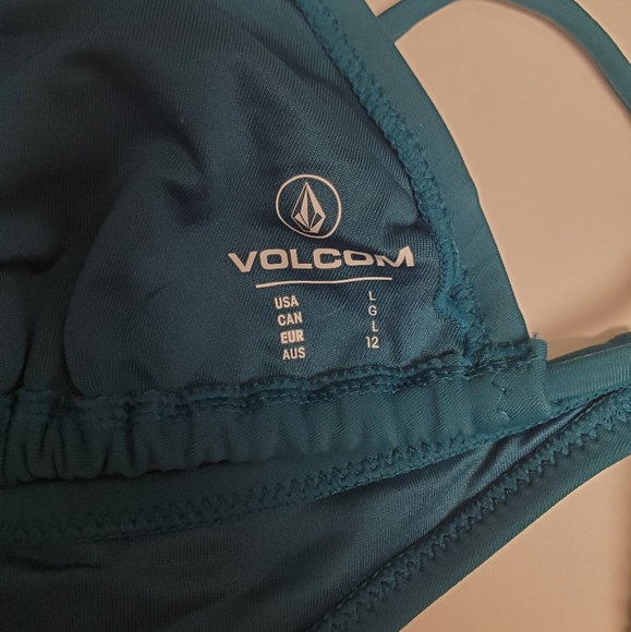 NWOT VOLCOM BIKINI IN TEAL BRAZILIAN CUT L/M - Picture 5 of 6